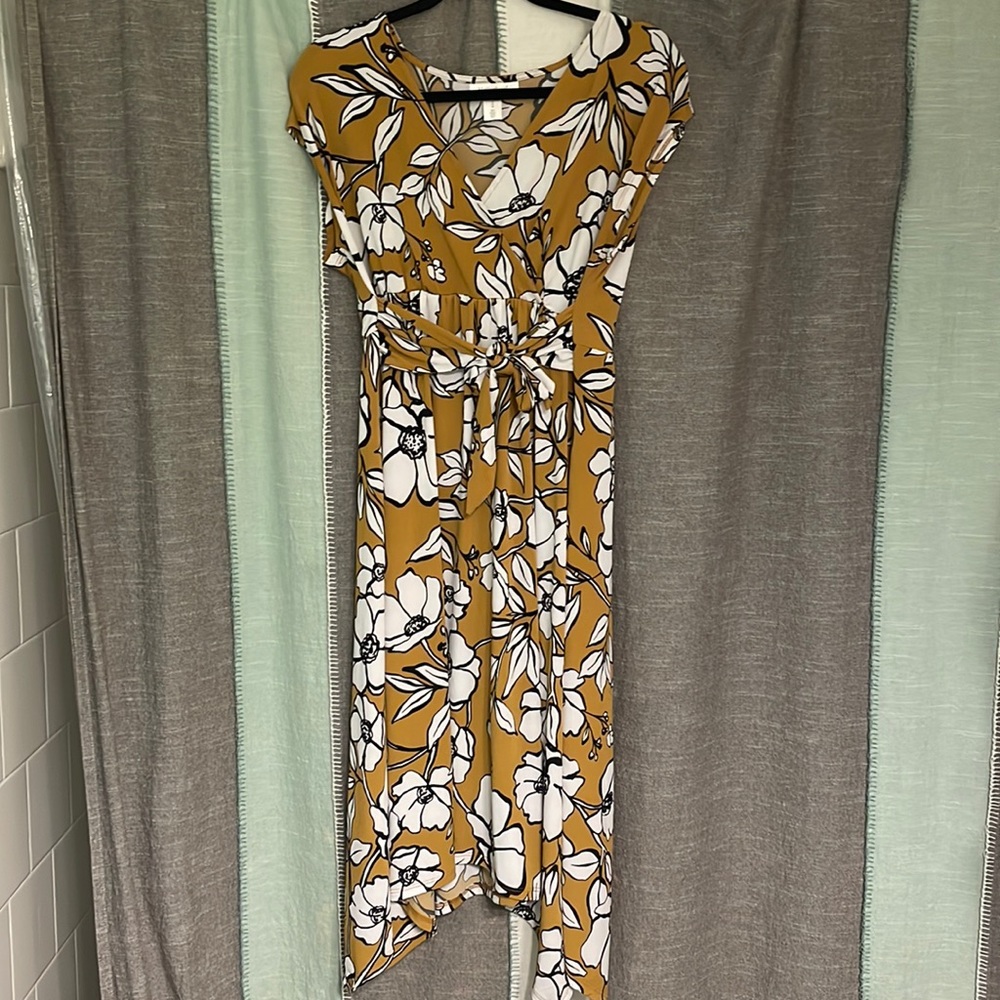 Maternity burnt yellow flower dress